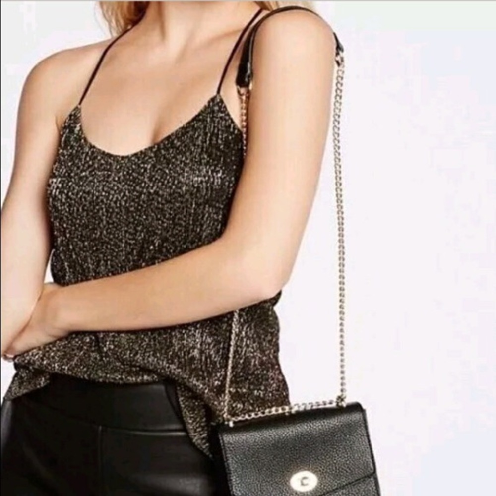 Express Black and Gold Shimmer Top
